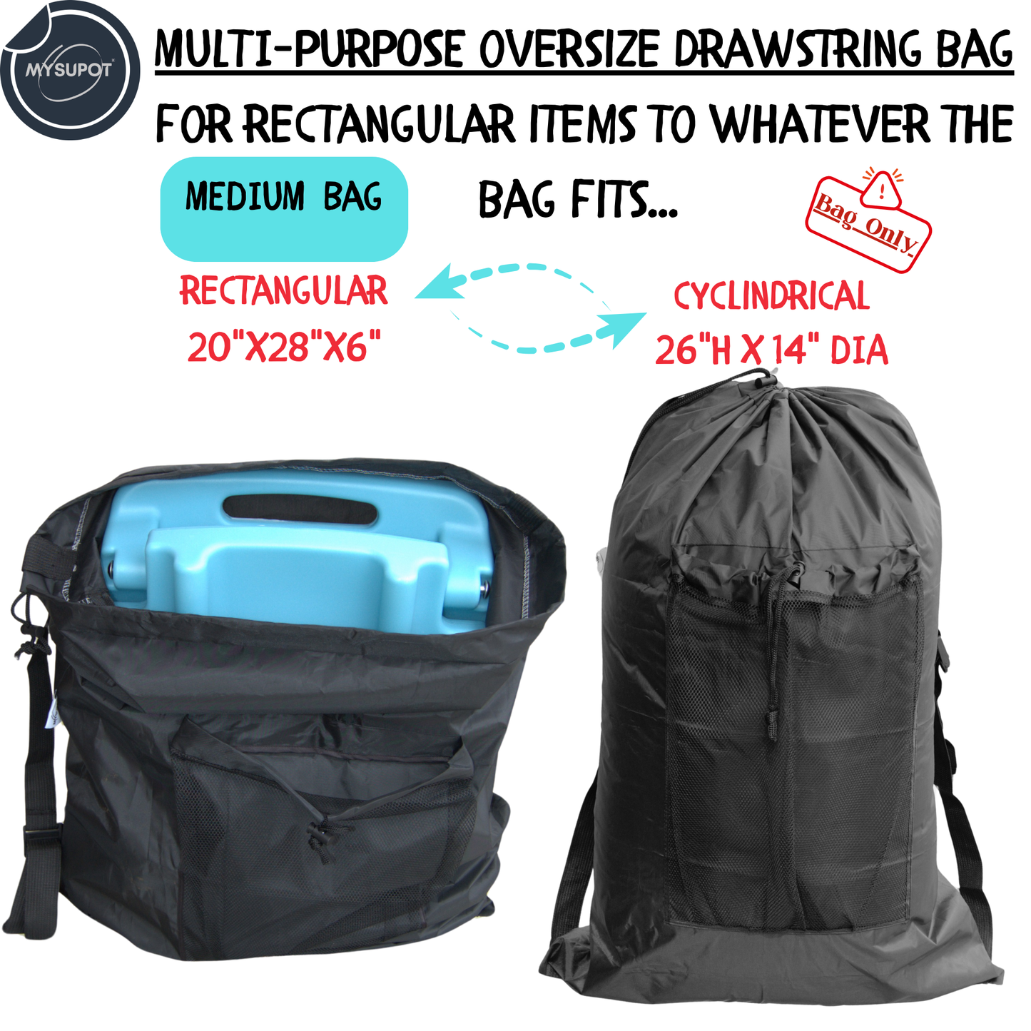 Multipurpose Bag – Lightweight 420D Polyester with Adjustable Straps (Black)