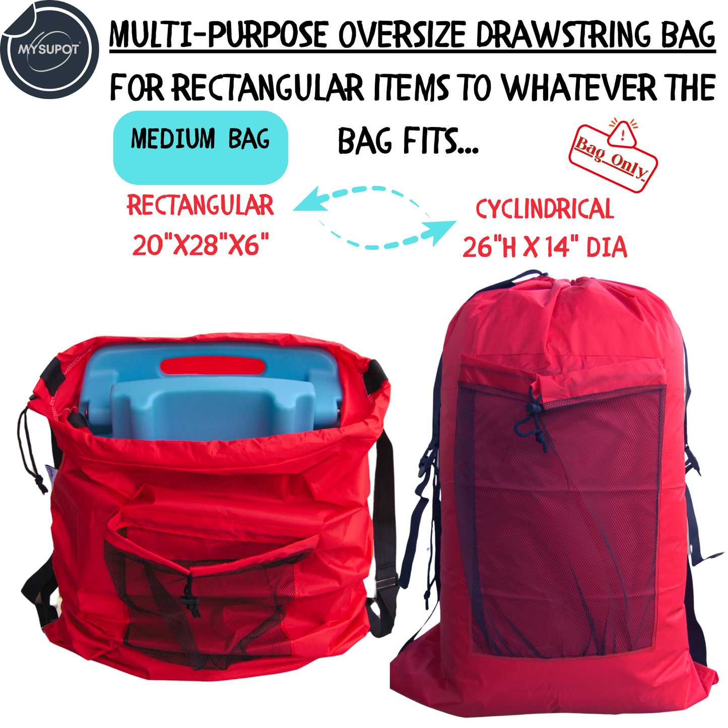 Multipurpose Bag – Lightweight 420D Polyester with Adjustable Straps (Red)