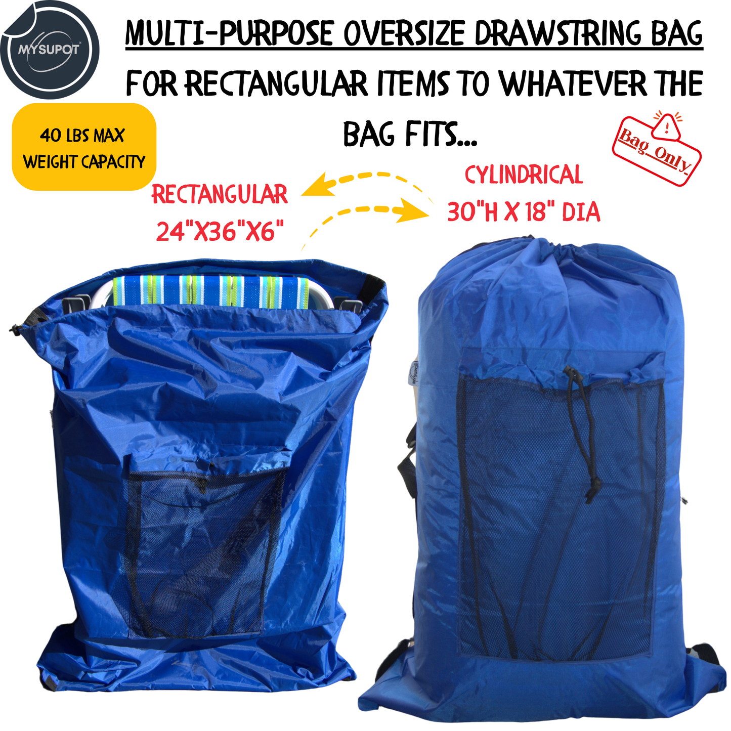 Multipurpose Bag – Lightweight 420D Polyester with Adjustable Straps (Royal Blue)
