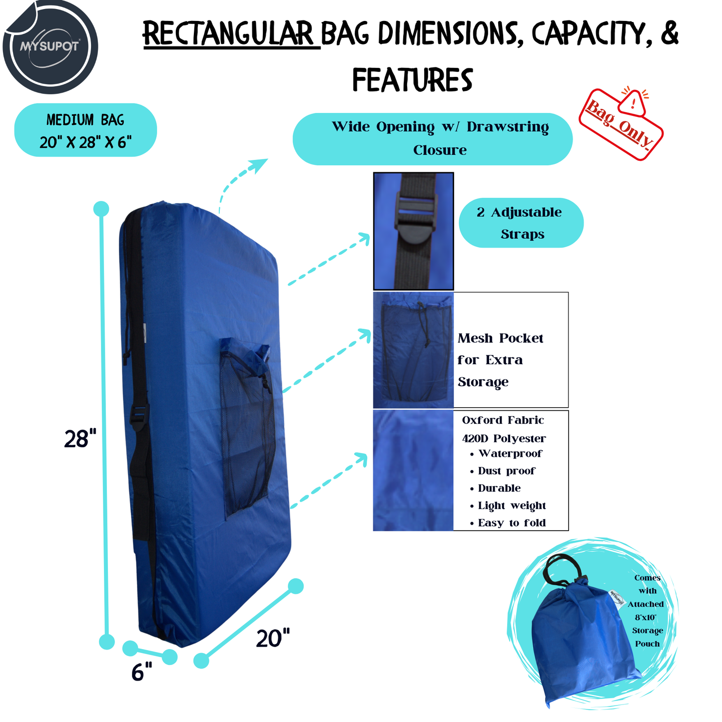 Multipurpose Bag – Lightweight 420D Polyester with Adjustable Straps (Royal Blue)