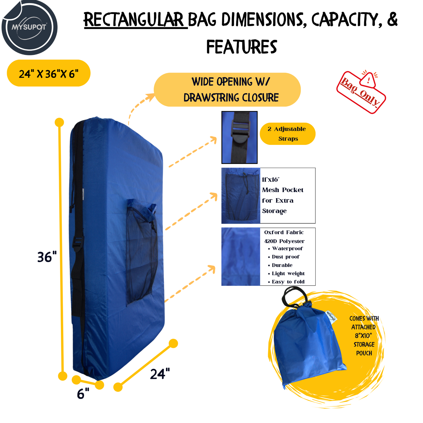 Multipurpose Bag – Lightweight 420D Polyester with Adjustable Straps (Royal Blue)