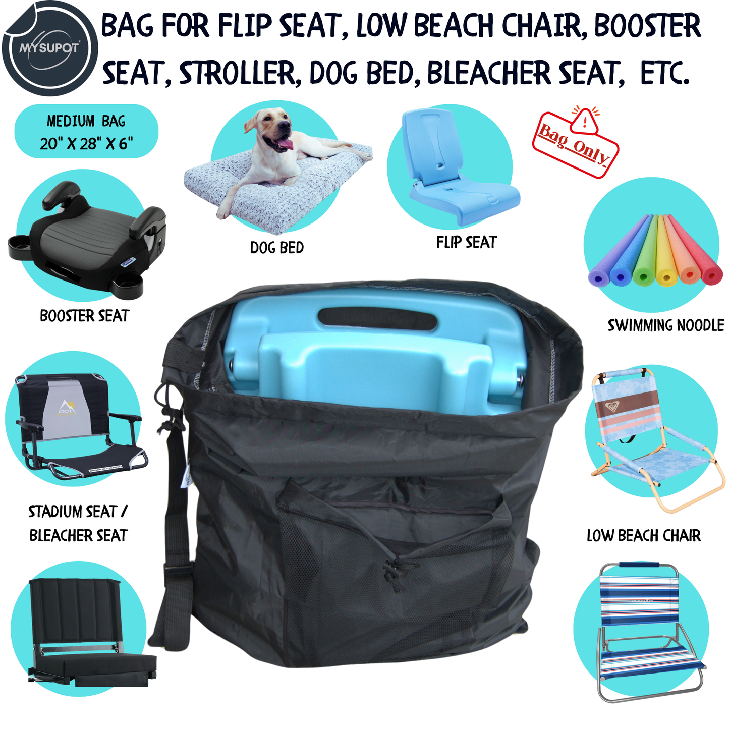 Multipurpose Bag – Lightweight 420D Polyester with Adjustable Straps (Black)