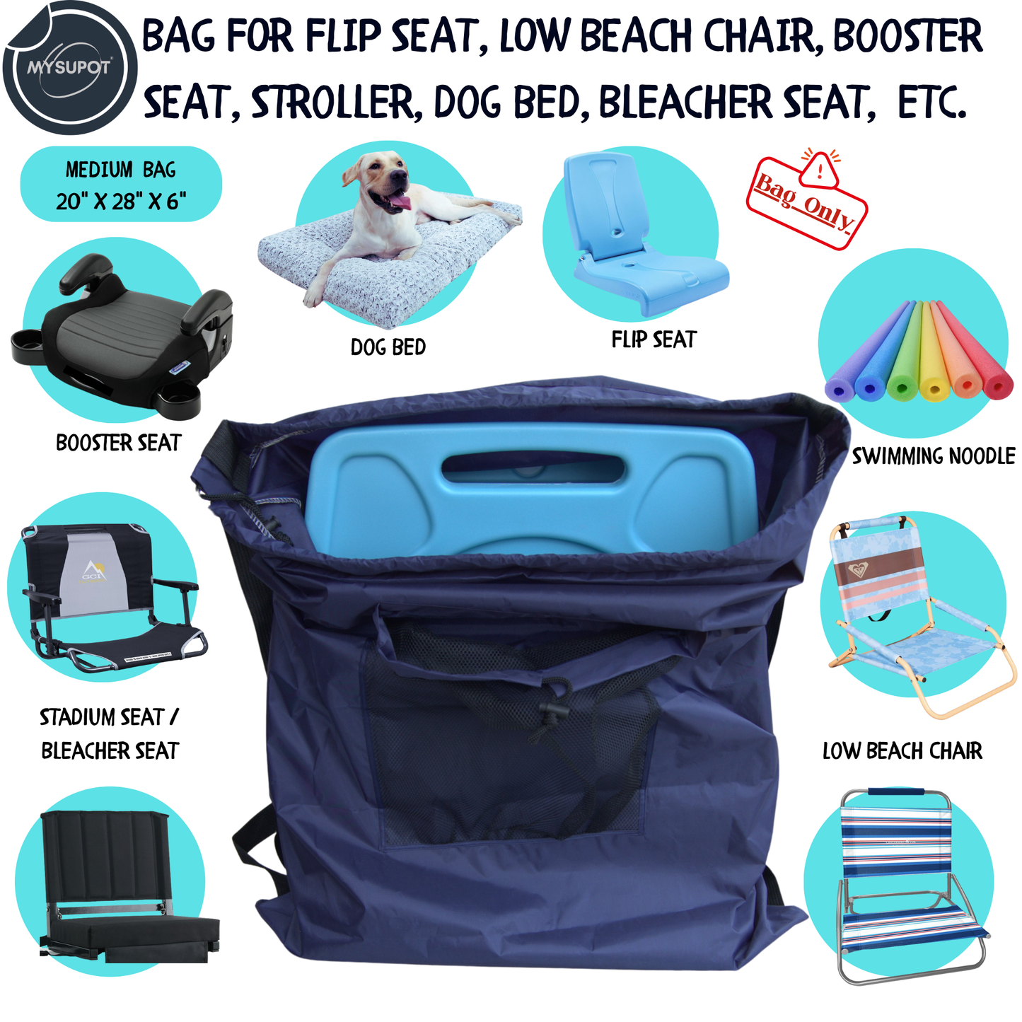 Multipurpose Bag – Lightweight 420D Polyester with Adjustable Straps (Navy Blue)