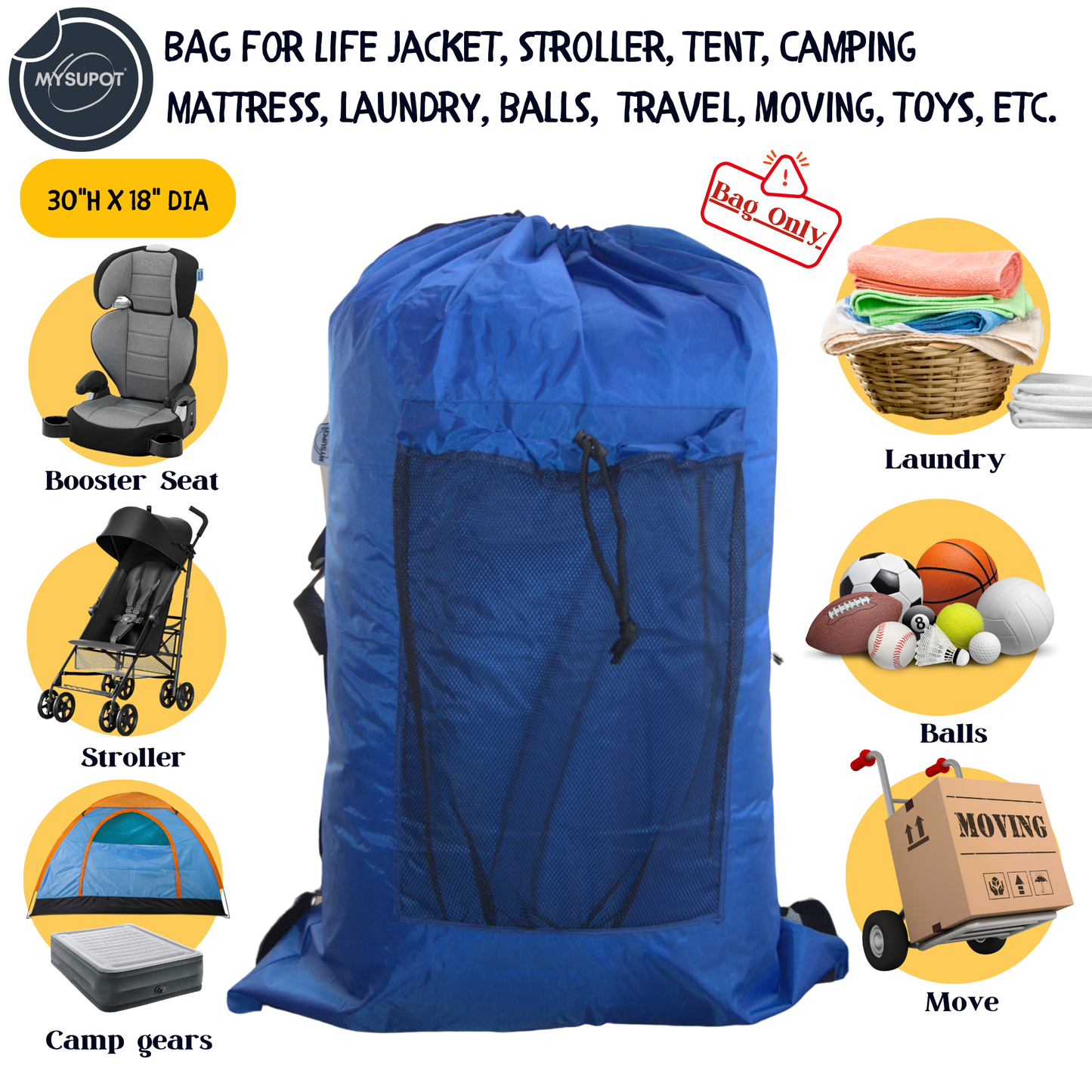 Multipurpose Bag – Lightweight 420D Polyester with Adjustable Straps (Royal Blue)