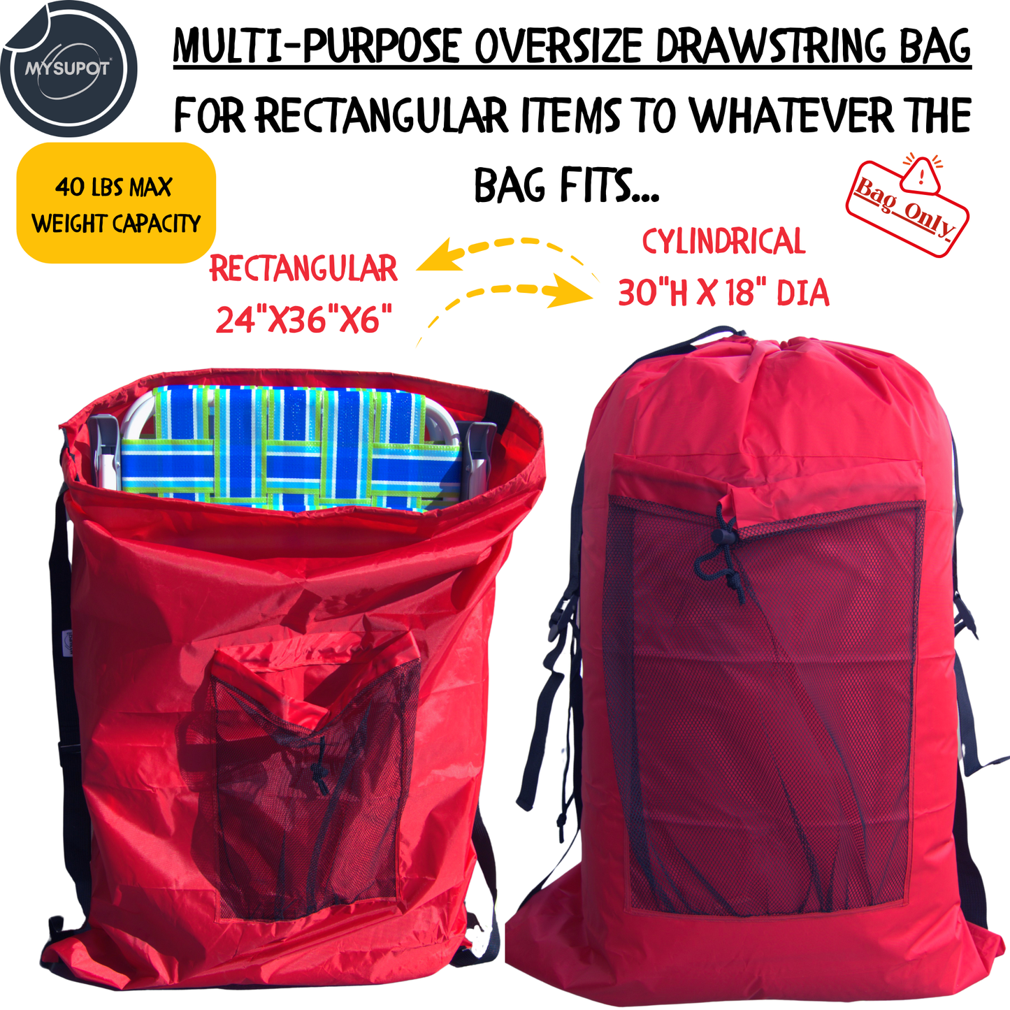 Multipurpose Bag – Lightweight 420D Polyester with Adjustable Straps (Red)