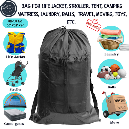 Multipurpose Bag – Lightweight 420D Polyester with Adjustable Straps (Black)