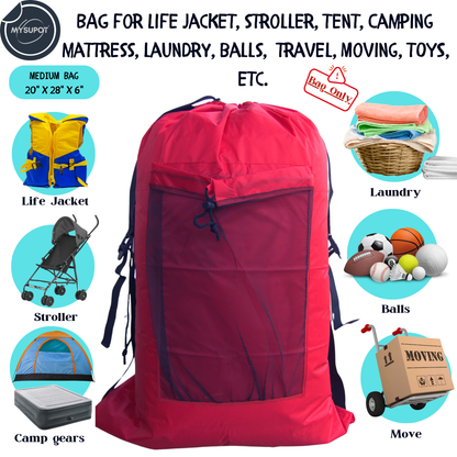 Multipurpose Bag – Lightweight 420D Polyester with Adjustable Straps (Red)